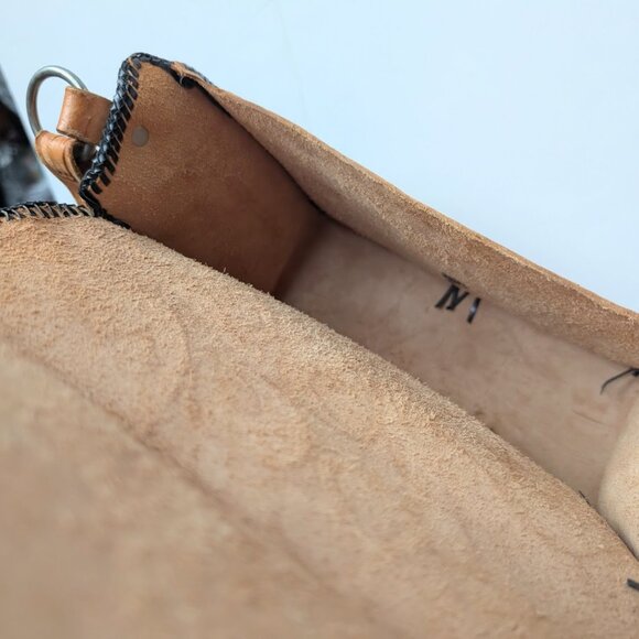 Vintage Hand Tooled Leather Purse Crossbody Shoulder Bag W/ Lily Flower & Fairy - Picture 9 of 14